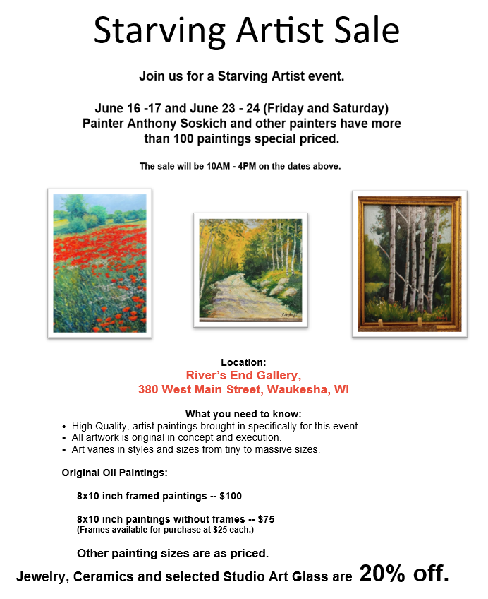 Starving Artist Event- Rivers End Gallery – Downtown Waukesha